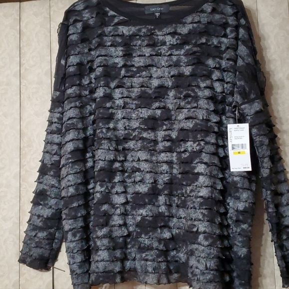 Karen kane first frost ruffle tunic blouse top M Black - Picture 8 of 8